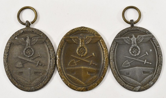 (3) WWII German West Wall Medals