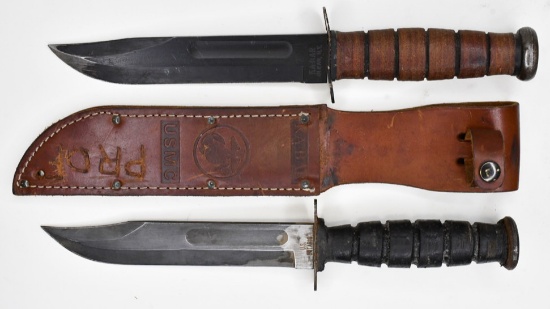 2 Vintage US Military Ka-Bar Style Fighting Knives