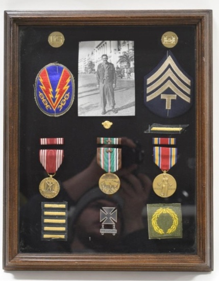 WWII US Soldier's Medals Shadow Box Display