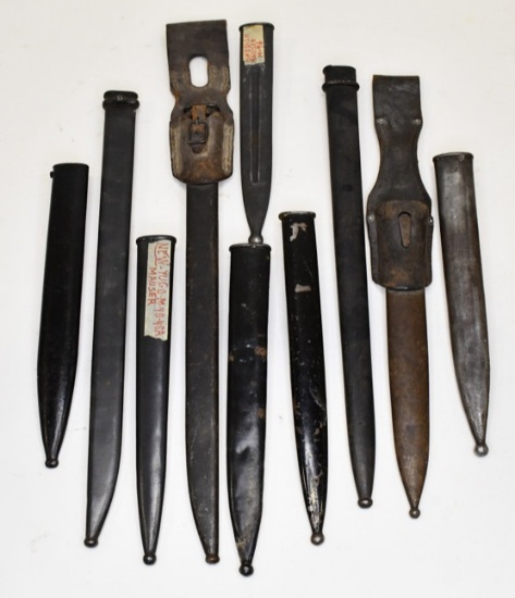 Lot Of Vintage Military Bayonet Scabbards & Frogs