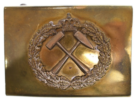 Imperial German Miners Brass Belt Buckle