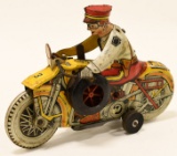 Marx Tin Litho Windup Police Motorcycle w/ Siren