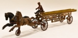 Cast Iron Hubley Horse Drawn Fire Ladder Wagon
