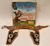 Roy Rogers Leather Holster Set with Gold Cap Guns