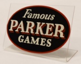 Vinage Famous Parker Games Plasic Sign