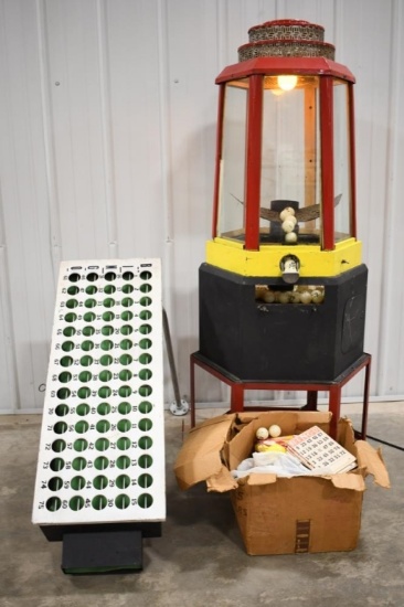 Vintage Bingo Blower Machine w Caller Board & More