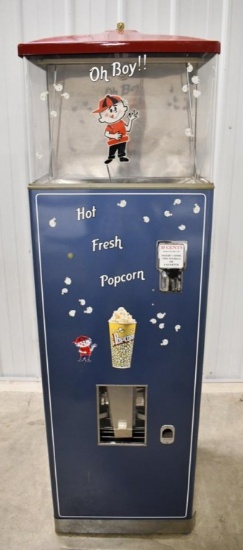 Restored Vintage Coin Op Popcorn Vending Machine