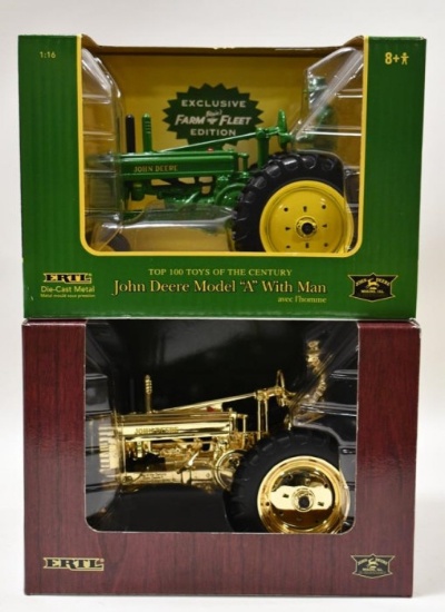 1/16 Ertl Green & Gold John Deere Model A w/ Man