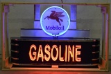 Mobiloil Gasoline Art Deco Style Neon Adv Sign