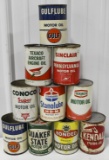 (10) Vintage Tin 1 Quart Motor Oil Cans