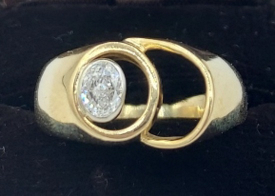 Mens 14K Yellow Gold Diamond Ring