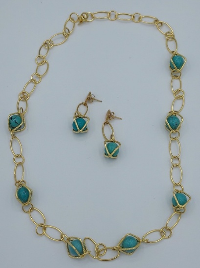 Womens 14K Yellow Gold Milor Necklace & Earrings