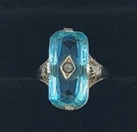 Ladies 14K White Gold Aquamarine Ring