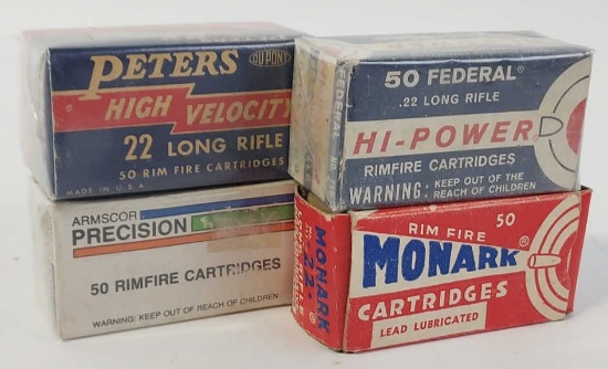 200 Rounds Vtg. Boxed Mixed Brand 22 LR Cartridges