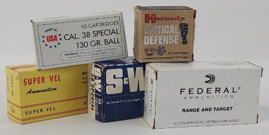 189 Rnds Mixed Brand Boxed .38 Special Cartridges