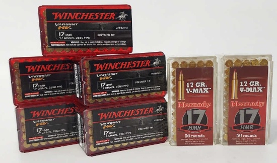 350 Rounds Winchester & Hornady 17 HMR Cartridges