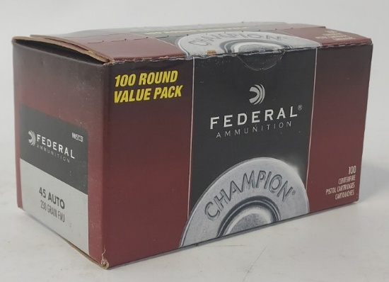 100 Rounds Federal .45 Auto Cartridges In Box