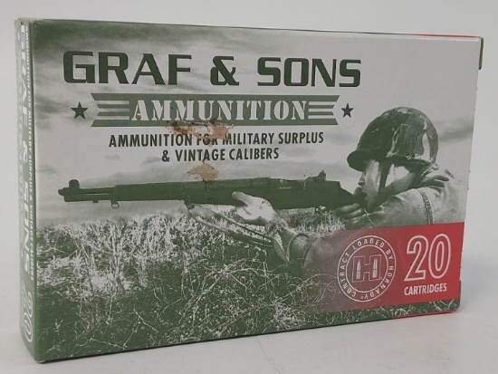 20 Rounds Graf & Sons 7.7 x 58 Jap Cartridges