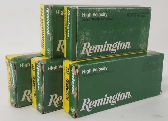 100 Rounds Remington .222 Rem. Cartridges In Boxes