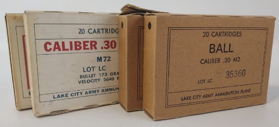 80 Rounds Of Boxed .30 Caliber Cartridges