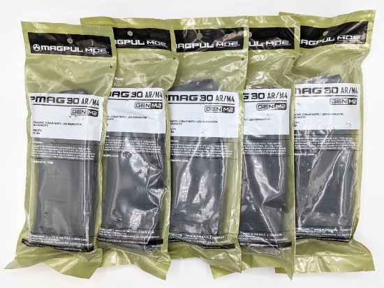 (5) Magpul 30 Round AR / M4 5.56 / .223 Magazines