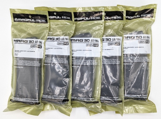 (5) Magpul 30 Round AR / M4 5.56 / .223 Magazines
