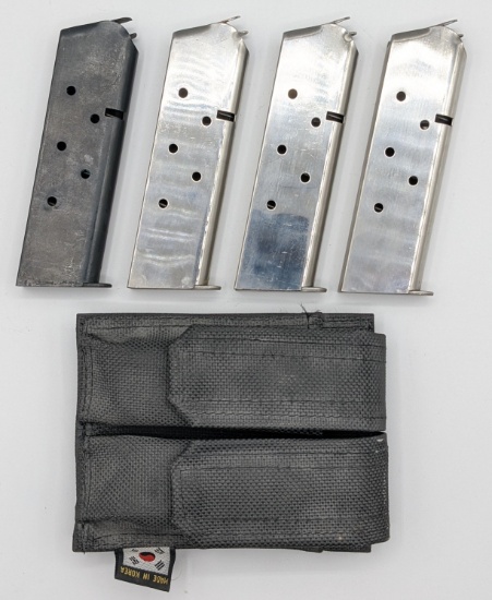 (4) Colt 1911 8 Round .45 ACP Magazines w/ Carrier