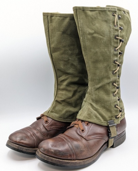 WW2 US Paratrooper Boots w/ Gaiters and Socks
