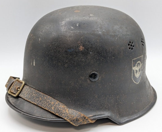 Third Reich German Salt and Pepper Police Helmet