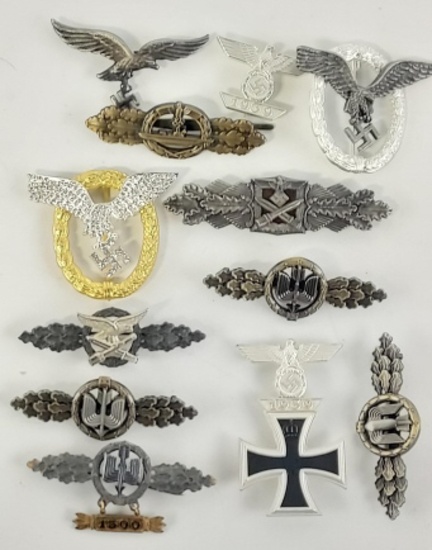 Lot Of 12 Quality Reproduction WWII German Medals