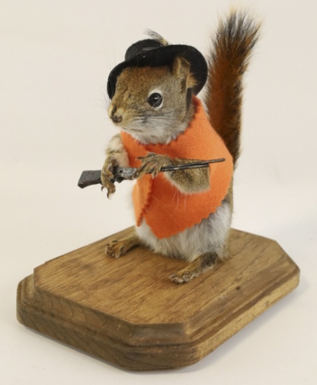 Full Body Grey Squirrel Hunter Taxidermy Mount