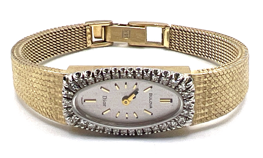 Ladies 14K Gold & Diamond Bulova Dior Wristwatch | Proxibid display picture 1
