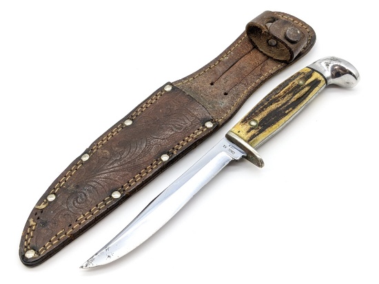 1965-80 Case XX Stag Handle Hunting Knife w Sheath