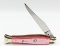 Large AKC Italian Pink Pearl Fish Tail Switchblade
