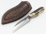 Custom Seals Stag Handle Fixed Blade Knife