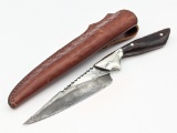 G. Peterson Custom Damascus Fixed Blade w/ Sheath