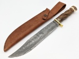 Marbles Twisted Wood Damascus Bowie Knife w Sheath