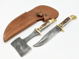 Marbles Damascus Hunting Knife and Hatchet Set