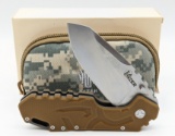 NIB Kizer Glenn Klecker Tan G-10 Liner Lock Knife