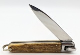 Large Inox Lever Lock Smooth Stag Switchblade