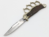 Middle Eastern Lever Lock Stag Knuckle Switchblade
