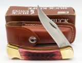 NIB Buck Knives Red Bone Folding Hunter w/ Sheath