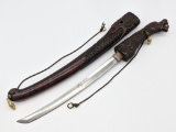 Japanese Wakizashi w Carved Wood Scabbard & Handle