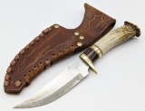 LJ Godby Crown Stag Fixed Blade Skinner w/ Sheath