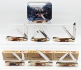 7) 1996-98 Case XX Genuine Red Stag Knives w Boxes