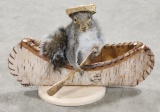 Squirrel in a Birch Canoe with a Straw Hat