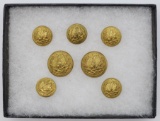 7) Civil War Navy Officers Cuff & Coat Buttons