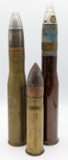 3) WW2 Era Artillery Shells w/ the Projectile