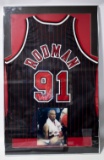 Framed Dennis Rodman Signed Chicago Bulls Jersey