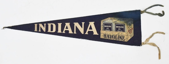 Early Indiana Havoline Motor Oil Cloth Pennant
